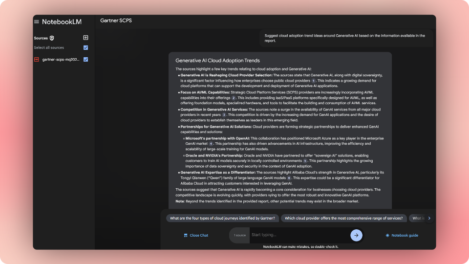 Using NotebookLM to cloud adoption trends.