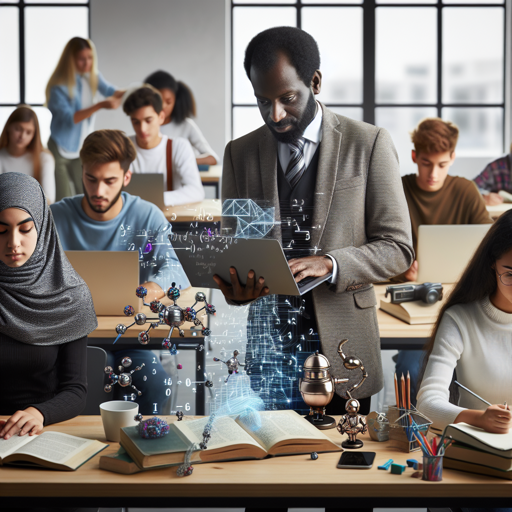 A picture of AI providing support and resources to teachers and students in the classroom.