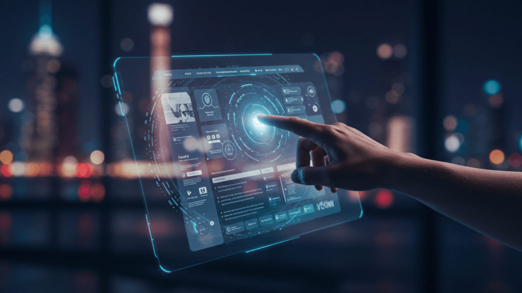 A Hand touching a digital screen